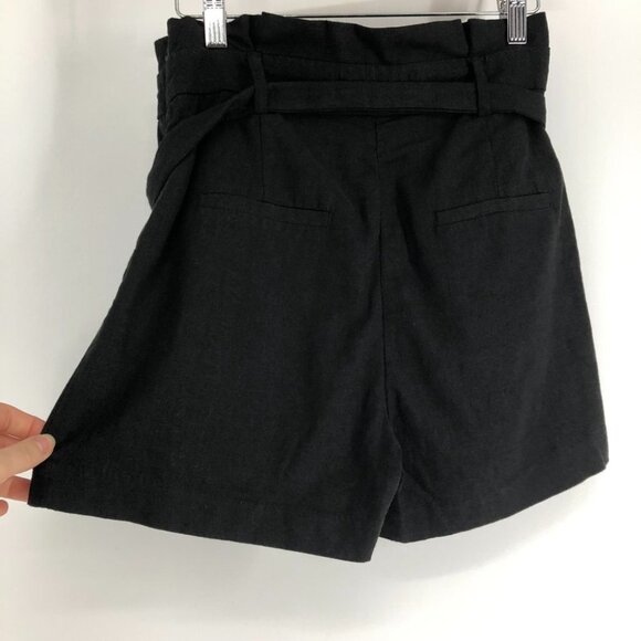 Dynamite Black Linen paper bag shorts metal ring waist tie XS - Picture 4 of 15